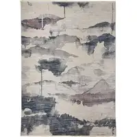 Photo of Ivory Blue And Pink Abstract Stain Resistant Area Rug