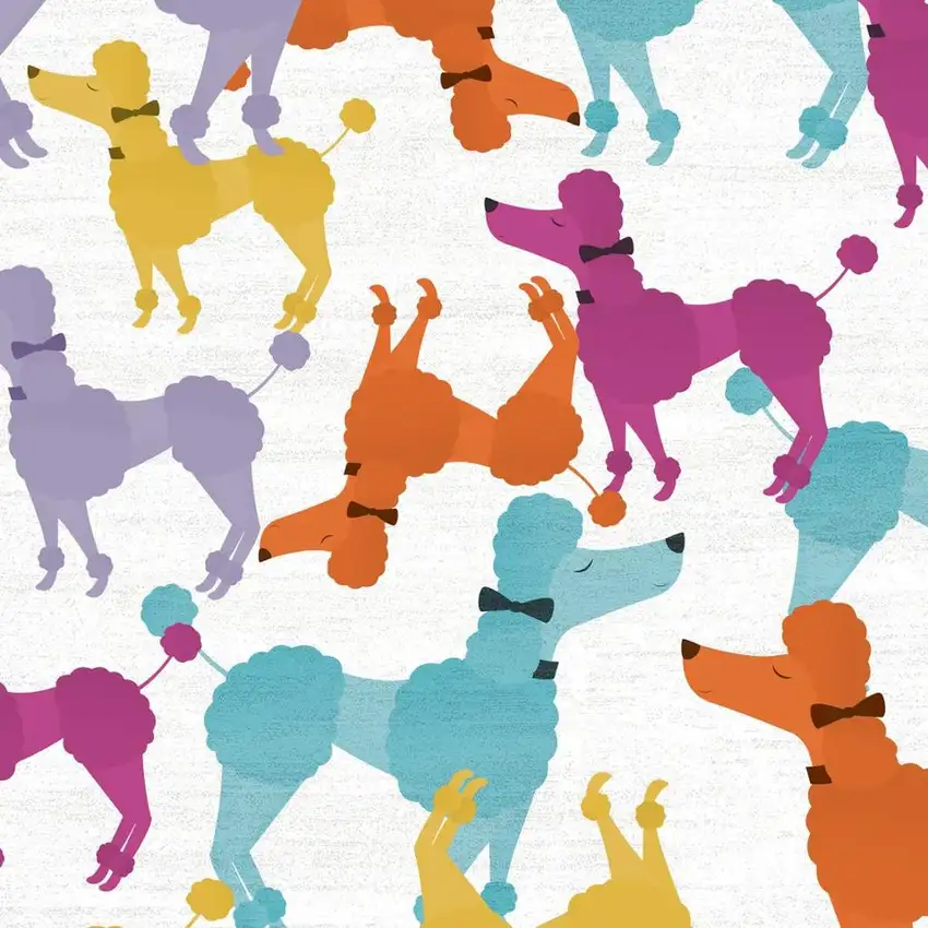 Ivory Blue And Pink Dogs Youthful Washable Area Rug Photo 3