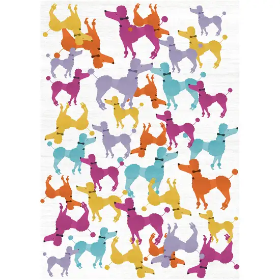 Ivory Blue And Pink Dogs Youthful Washable Area Rug Photo 2