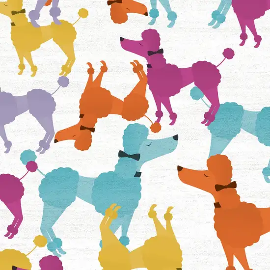 Ivory Blue And Pink Dogs Youthful Washable Area Rug Photo 8