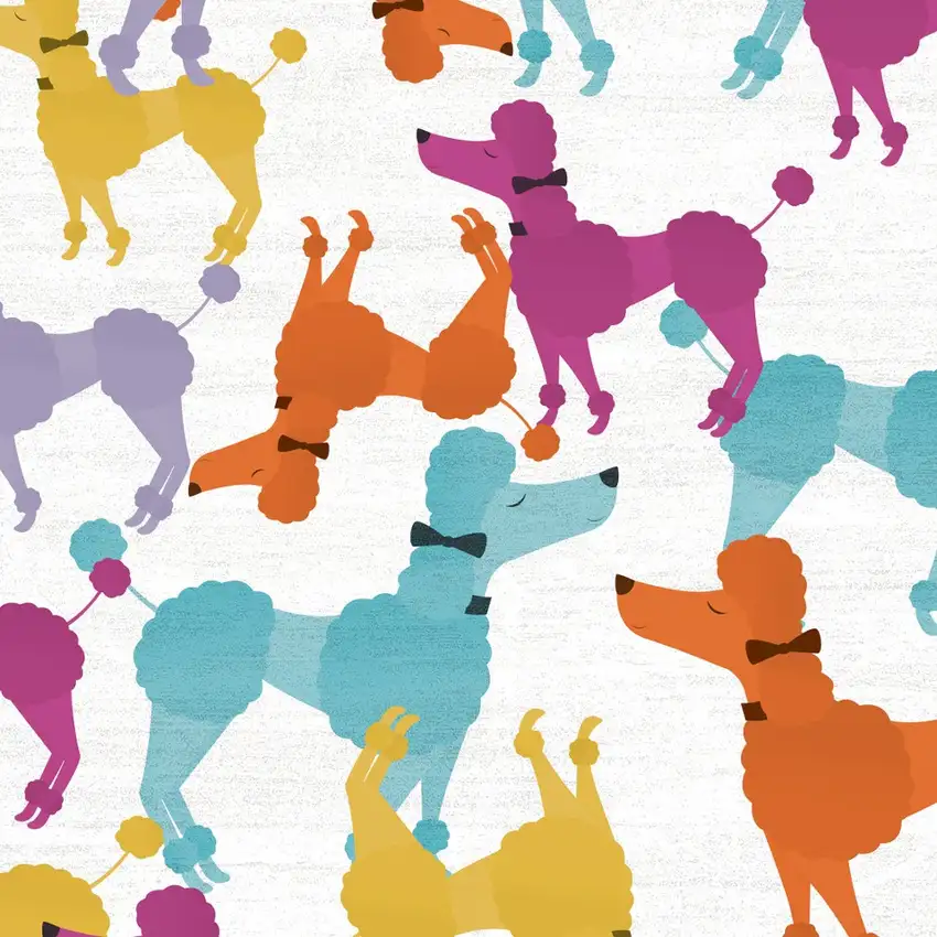 Ivory Blue And Pink Dogs Youthful Washable Area Rug Photo 8