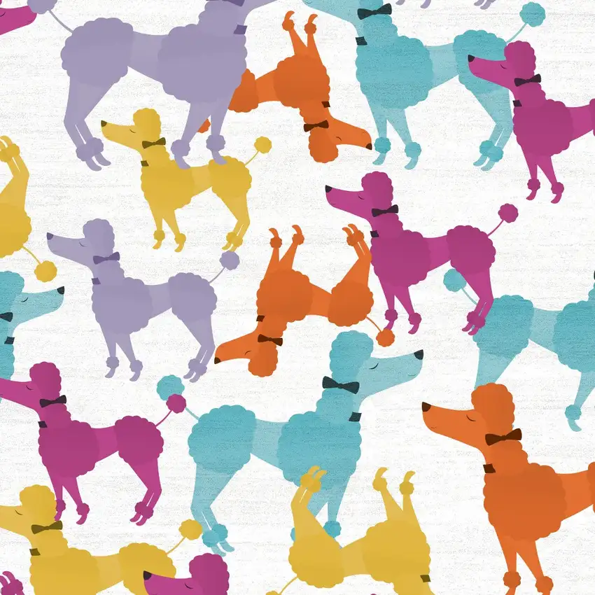 Ivory Blue And Pink Dogs Youthful Washable Area Rug Photo 7