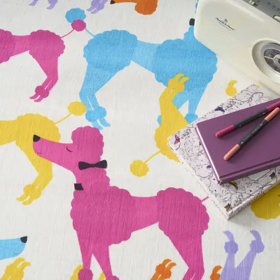 Ivory Blue And Pink Dogs Youthful Washable Area Rug Photo 9