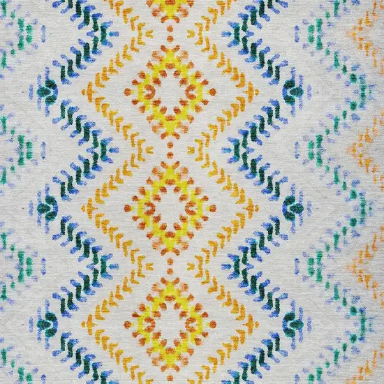 Ivory Blue And Purple Geometric Washable Indoor Outdoor Area Rug Photo 6