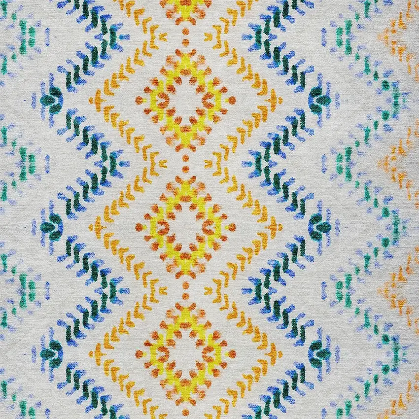 Ivory Blue And Purple Geometric Washable Indoor Outdoor Area Rug Photo 6