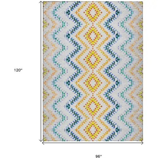 Ivory Blue And Purple Geometric Washable Indoor Outdoor Area Rug Photo 3
