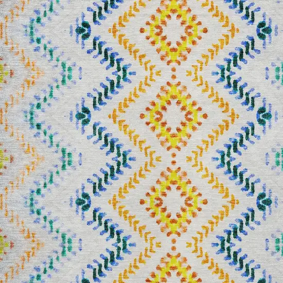 Ivory Blue And Purple Geometric Washable Indoor Outdoor Area Rug Photo 5