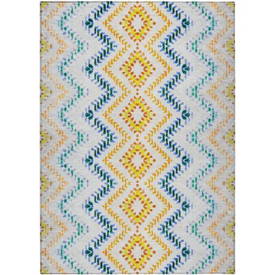 Ivory Blue And Purple Geometric Washable Indoor Outdoor Area Rug Photo 2