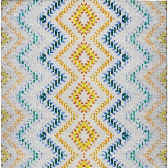 Ivory Blue And Purple Geometric Washable Indoor Outdoor Area Rug Photo 7