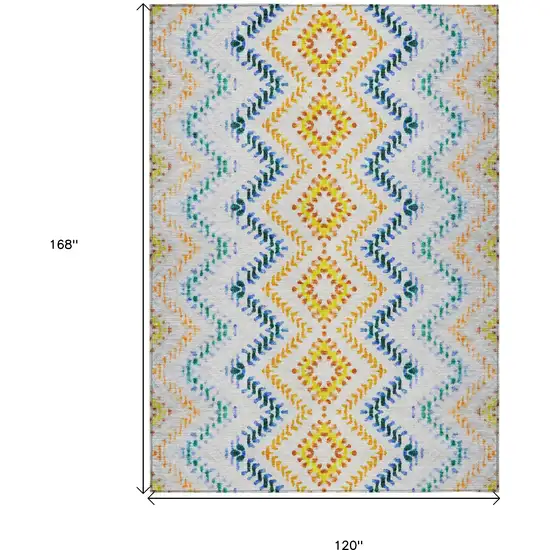 Ivory Blue And Purple Geometric Washable Indoor Outdoor Area Rug Photo 3