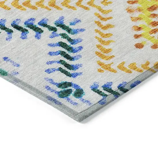 Ivory Blue And Purple Geometric Washable Indoor Outdoor Area Rug Photo 5