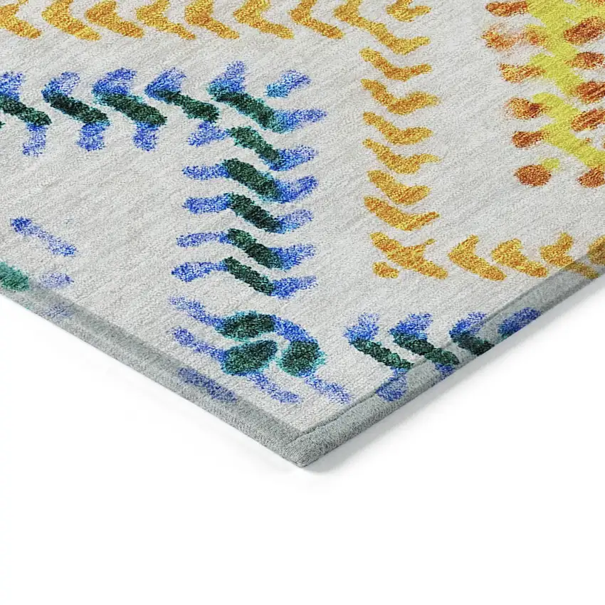 Ivory Blue And Purple Geometric Washable Indoor Outdoor Area Rug Photo 5