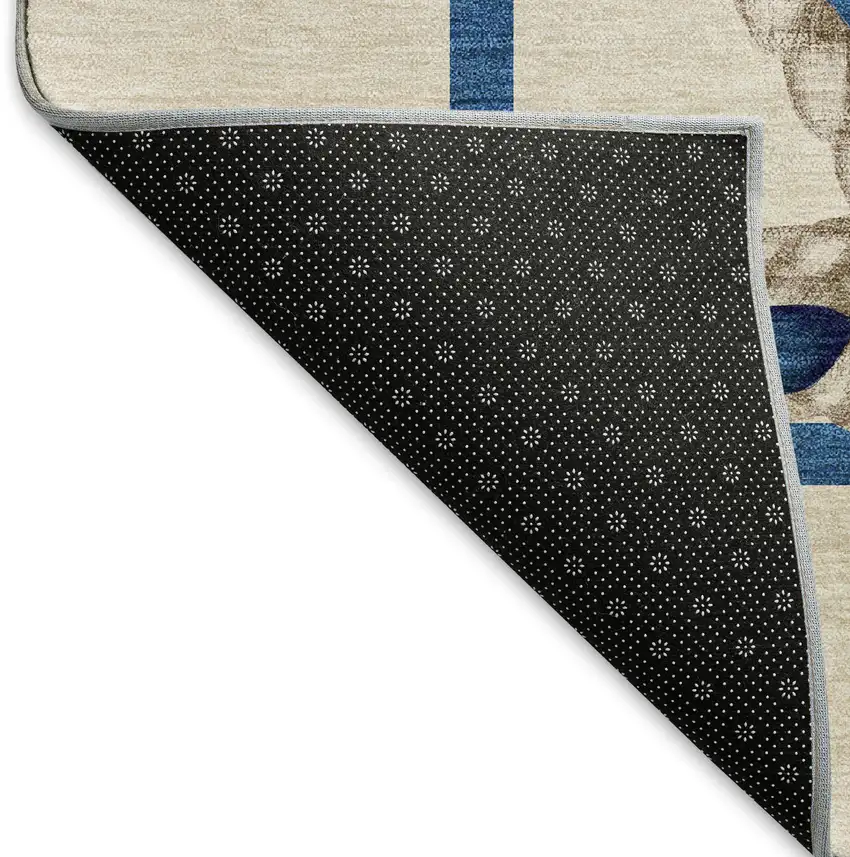 Ivory Blue And Red Nautical Washable Area Rug With UV Protection Photo 8