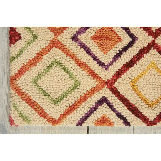 Ivory Blue And Red Wool Geometric Hand Tufted Area Rug Photo 5