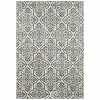 Photo of Ivory Blue And Sage Floral Power Loom Stain Resistant Area Rug