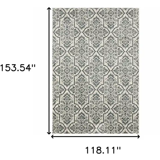 Ivory Blue And Sage Floral Power Loom Stain Resistant Area Rug Photo 10