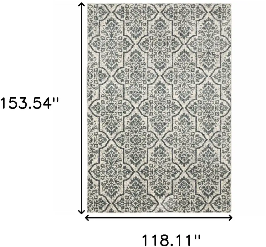 Ivory Blue And Sage Floral Power Loom Stain Resistant Area Rug Photo 10