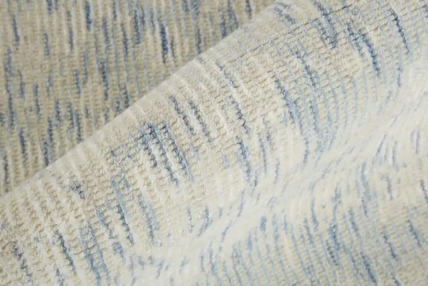 Ivory Blue And Tan Abstract Hand Woven Area Rug Photo 7