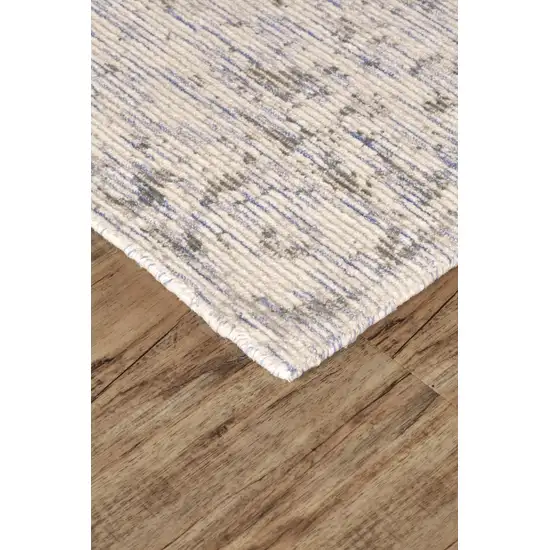 Ivory Blue And Tan Abstract Hand Woven Area Rug Photo 6