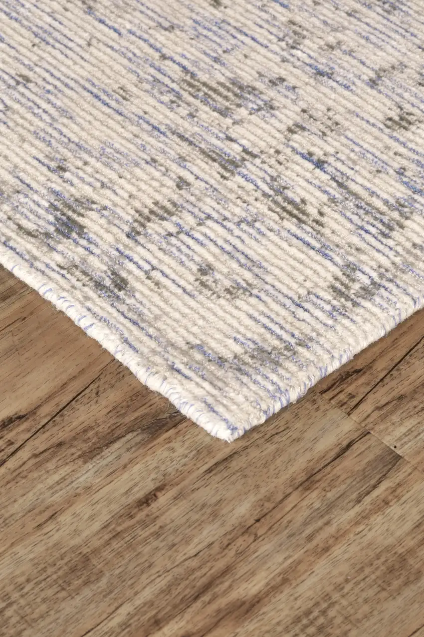 Ivory Blue And Tan Abstract Hand Woven Area Rug Photo 6