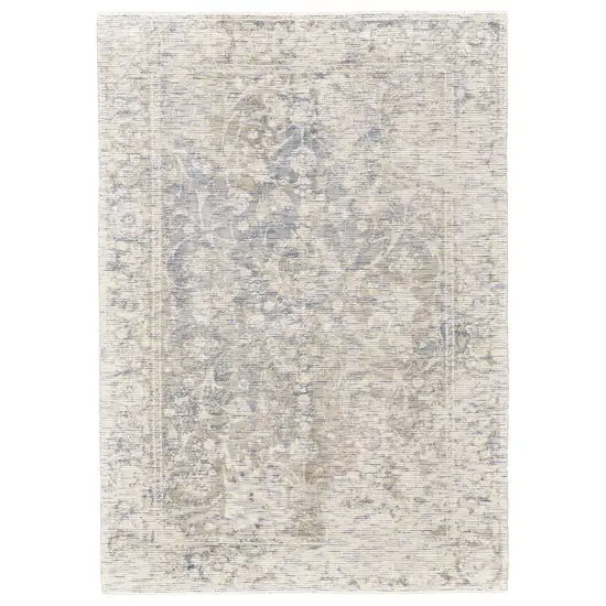 Ivory Blue And Tan Abstract Hand Woven Area Rug Photo 1