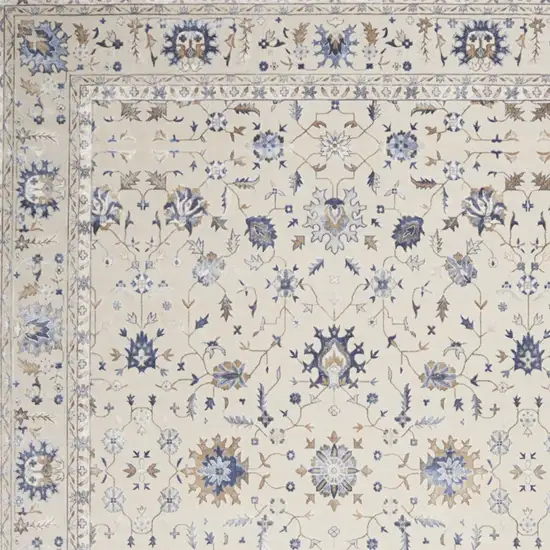 Ivory Blue And Tan Floral Non Skid Area Rug Photo 7