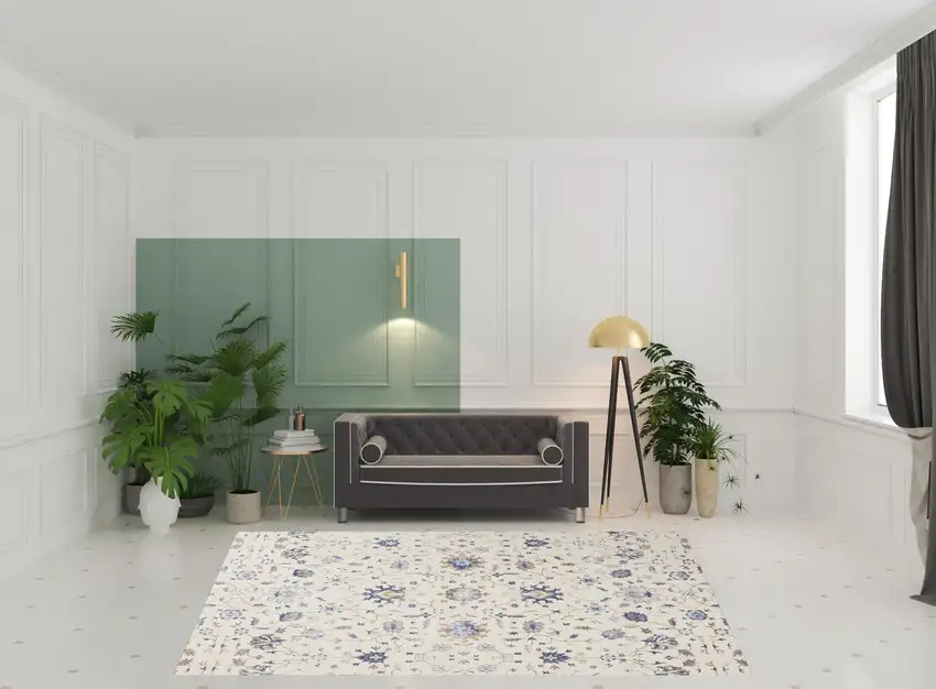Ivory Blue And Tan Floral Non Skid Area Rug Photo 1
