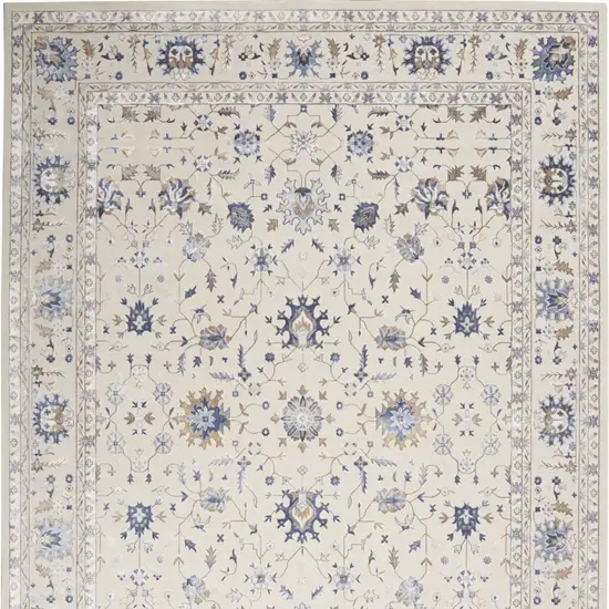 Ivory Blue And Tan Floral Non Skid Area Rug Photo 8