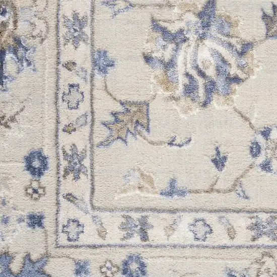 Ivory Blue And Tan Floral Non Skid Area Rug Photo 4