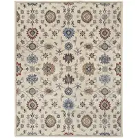 Photo of Ivory Blue And Tan Wool Floral Tufted Handmade Stain Resistant Area Rug