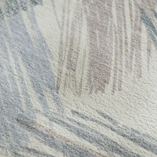 Ivory Blue And Taupe Striped Washable Area Rug With UV Protection Photo 2