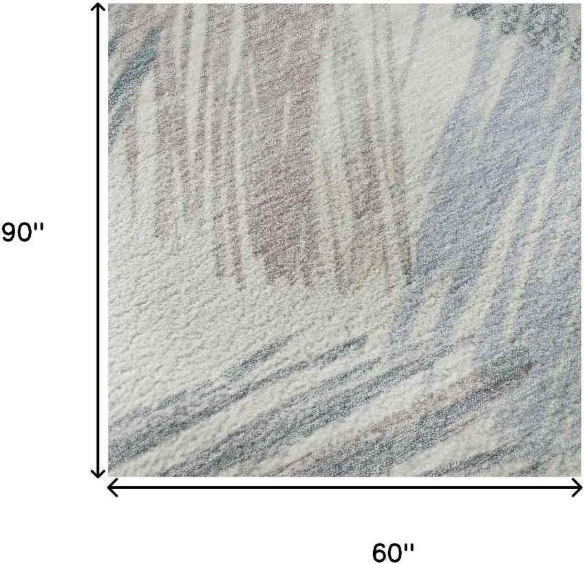 Ivory Blue And Taupe Striped Washable Area Rug With UV Protection Photo 9