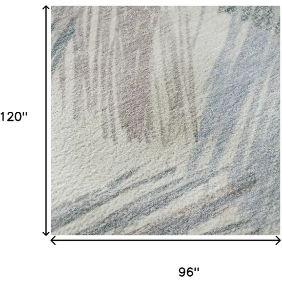 Ivory Blue And Taupe Striped Washable Area Rug With UV Protection Photo 8