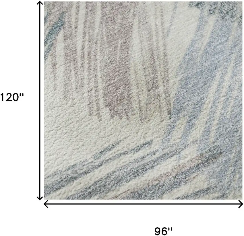 Ivory Blue And Taupe Striped Washable Area Rug With UV Protection Photo 8