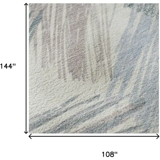 Ivory Blue And Taupe Striped Washable Area Rug With UV Protection Photo 8