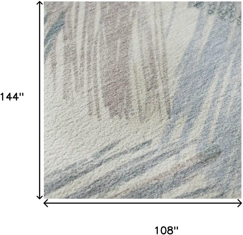 Ivory Blue And Taupe Striped Washable Area Rug With UV Protection Photo 8