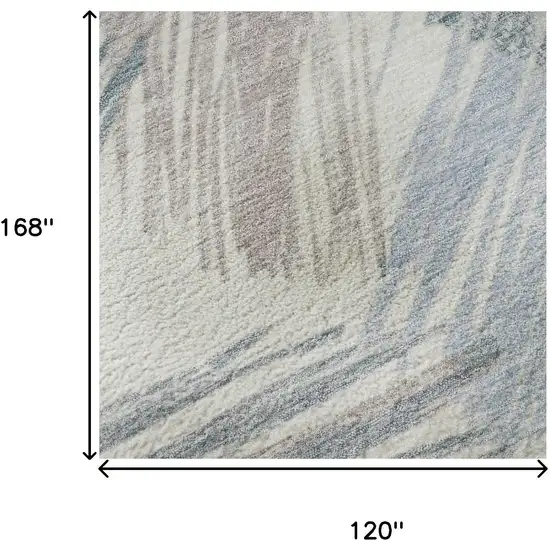 Ivory Blue And Taupe Striped Washable Area Rug With UV Protection Photo 8