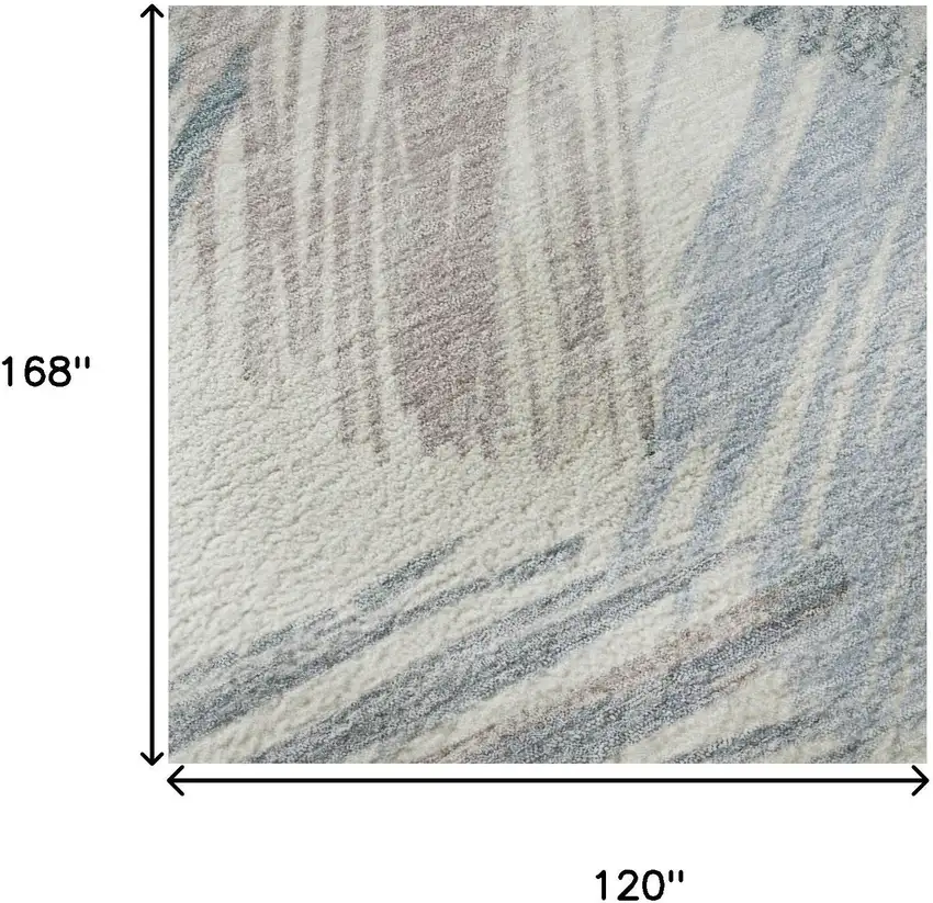 Ivory Blue And Taupe Striped Washable Area Rug With UV Protection Photo 8