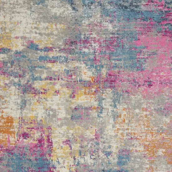 Ivory Blue And Yellow Abstract Area Rug Photo 2