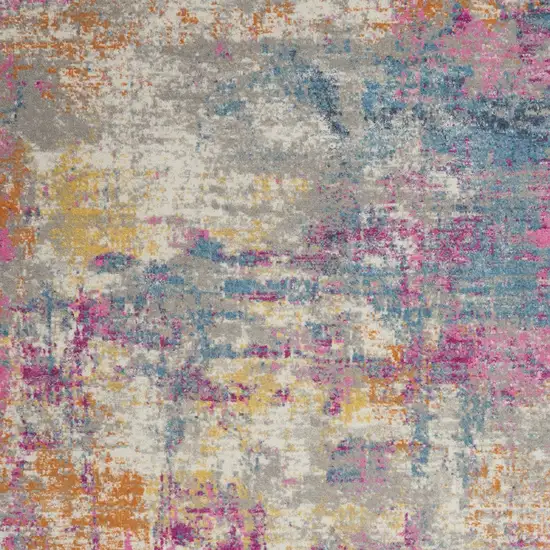 Ivory Blue And Yellow Abstract Area Rug Photo 8