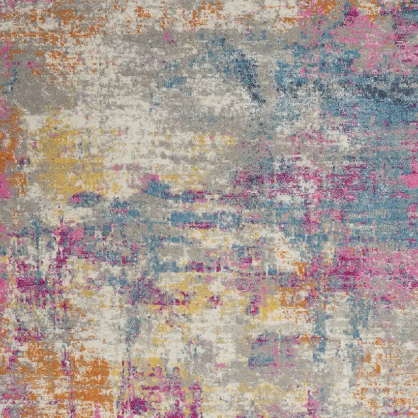 Ivory Blue And Yellow Abstract Area Rug Photo 8