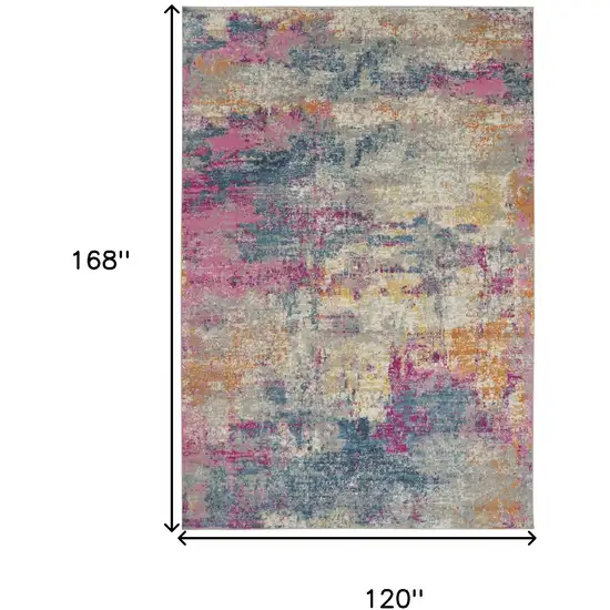 Ivory Blue And Yellow Abstract Area Rug Photo 3