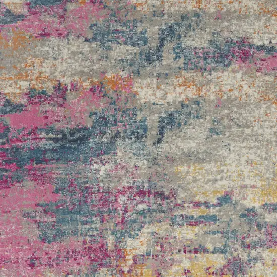 Ivory Blue And Yellow Abstract Area Rug Photo 7