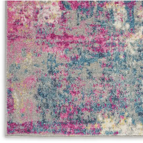 Ivory Blue And Yellow Abstract Area Rug Photo 9