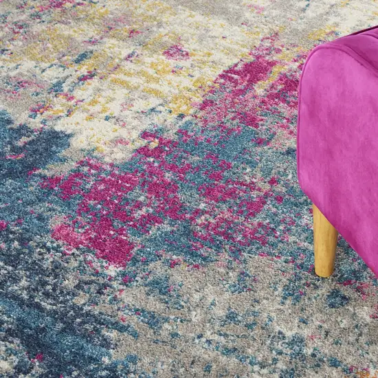 Ivory Blue And Yellow Abstract Area Rug Photo 9