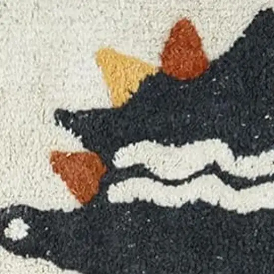 Ivory Blue And Yellow Dinosaurs Youthful Washable Area Rug Photo 6