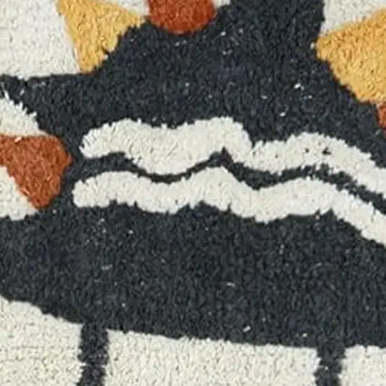 Ivory Blue And Yellow Dinosaurs Youthful Washable Area Rug Photo 4