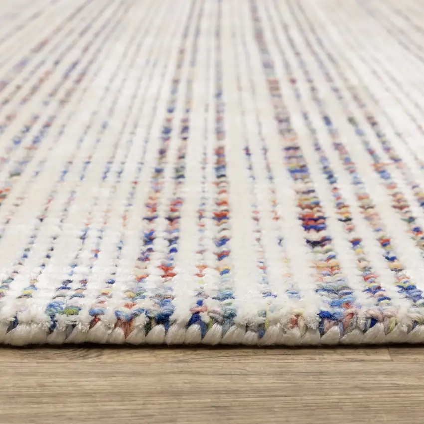 Ivory Blue And Yellow Striped Hand Tufted Area Rug Photo 9