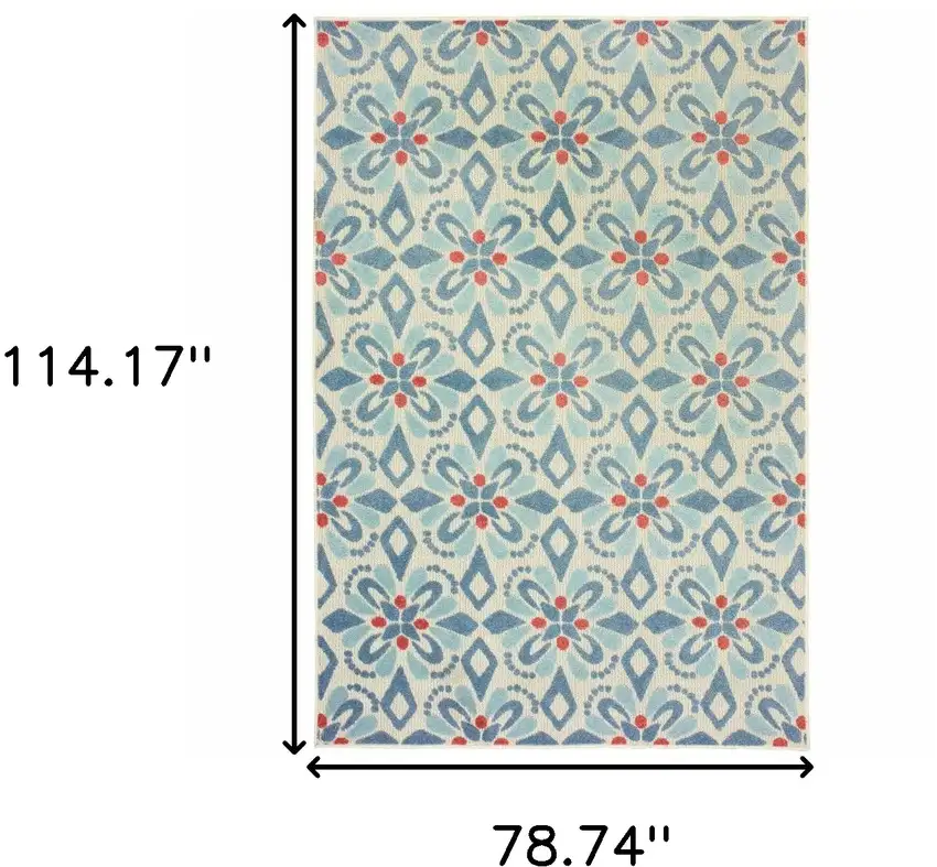 Ivory Blue Global Geo Tile Indoor Outdoor Area Rug Photo 9
