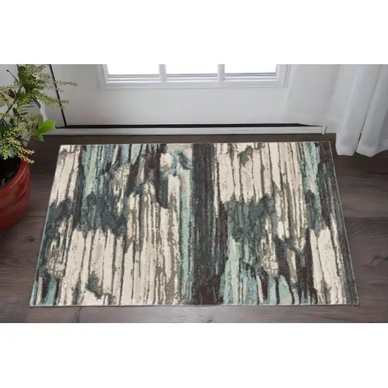 Ivory Blue Gray Abstract Layers Indoor Accent Rug Photo 1